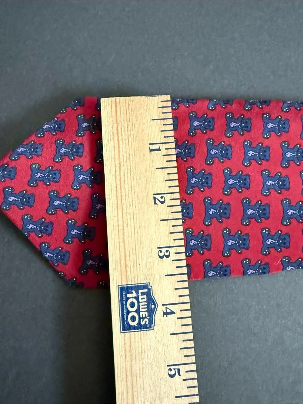Red Men's Tie with Navy Teddy Bear Motif Novelty Fun Silk Collectible